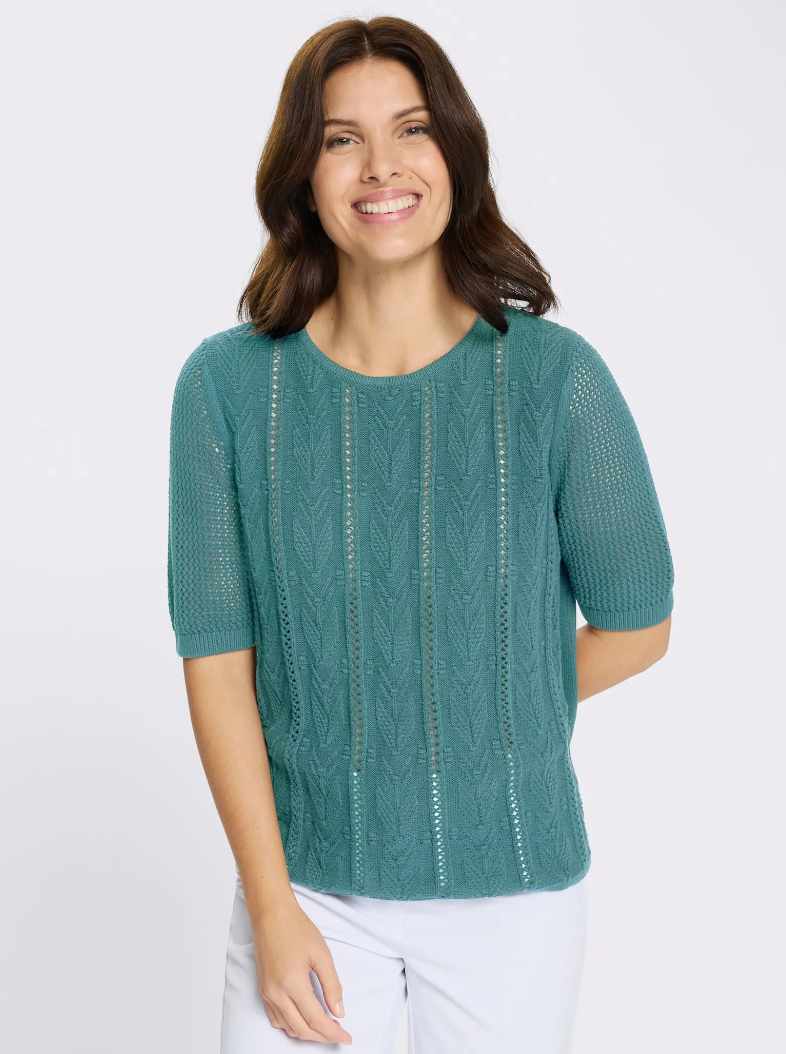 Ajourpullover aus reiner Baumwolle