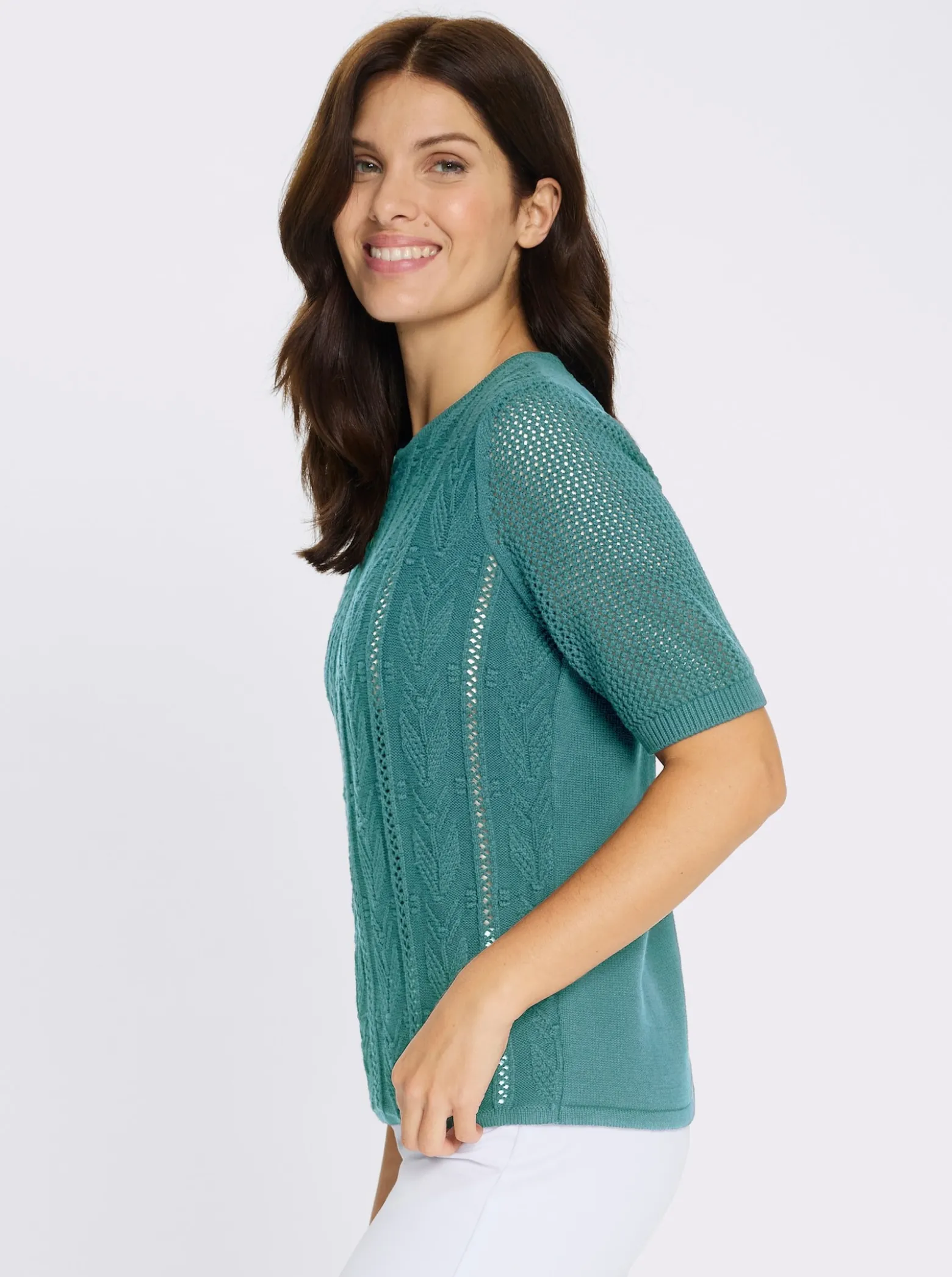 Ajourpullover aus reiner Baumwolle