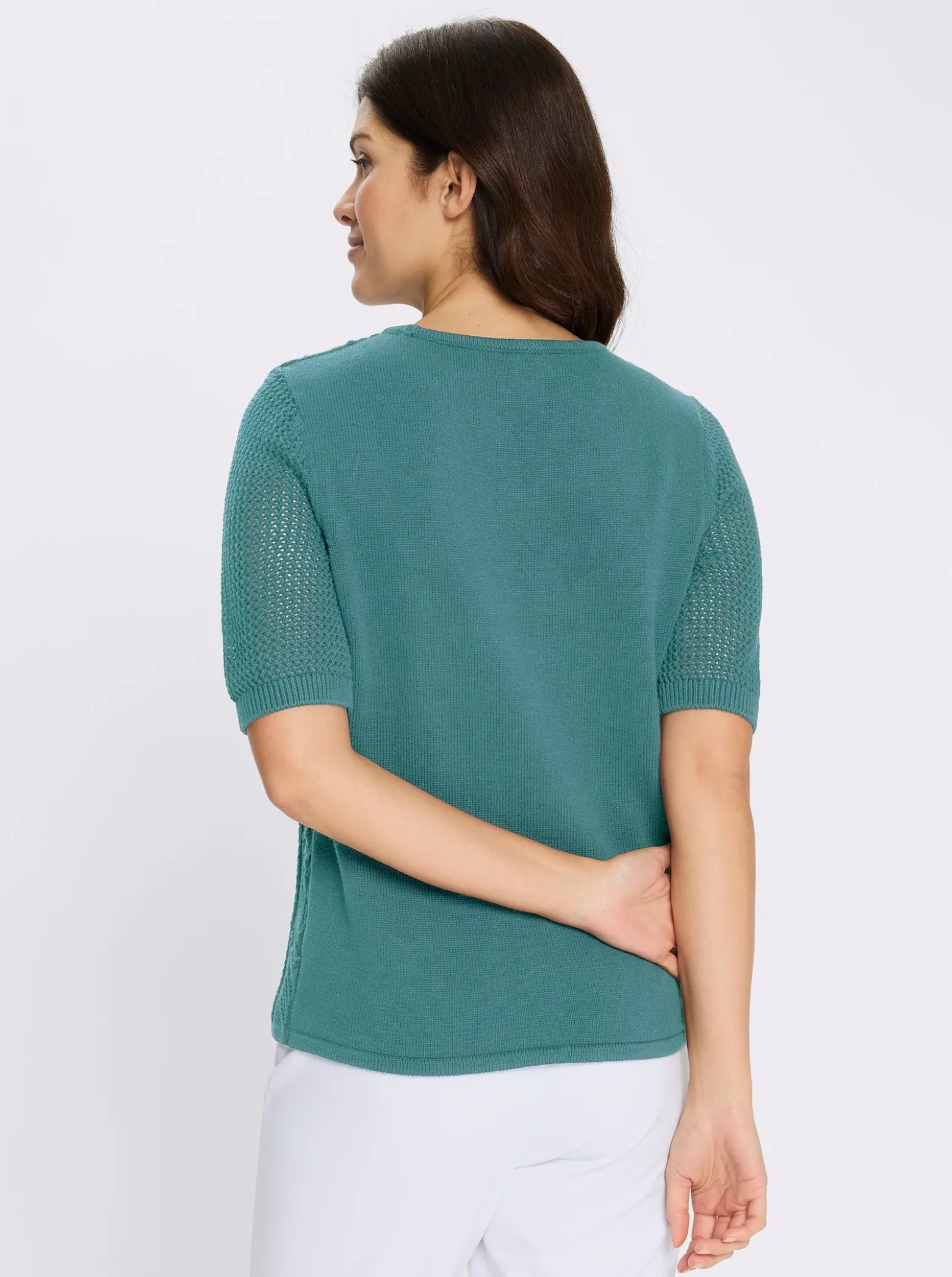 Ajourpullover aus reiner Baumwolle