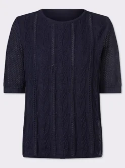 Ajourpullover aus reiner Baumwolle