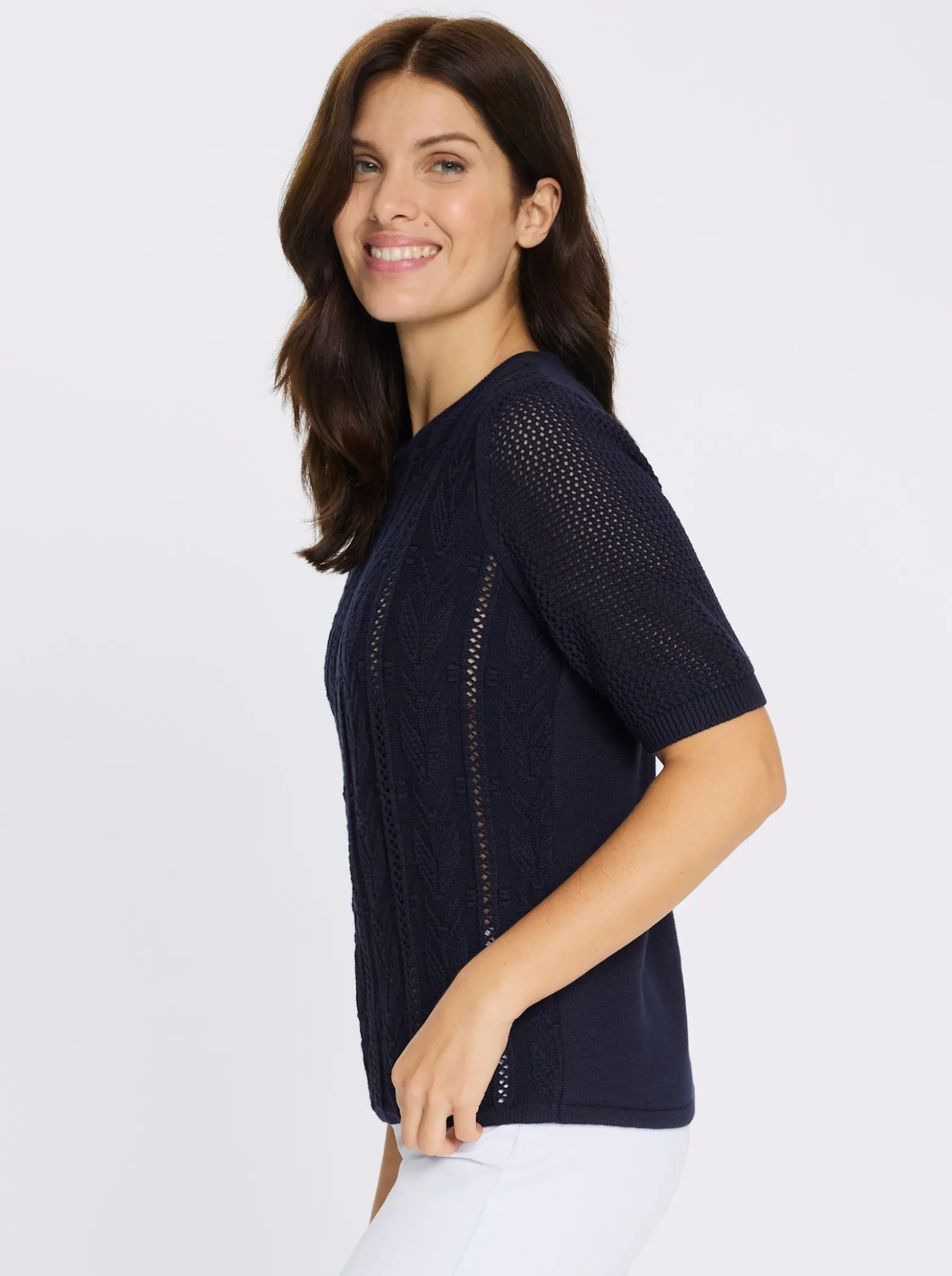 Ajourpullover aus reiner Baumwolle