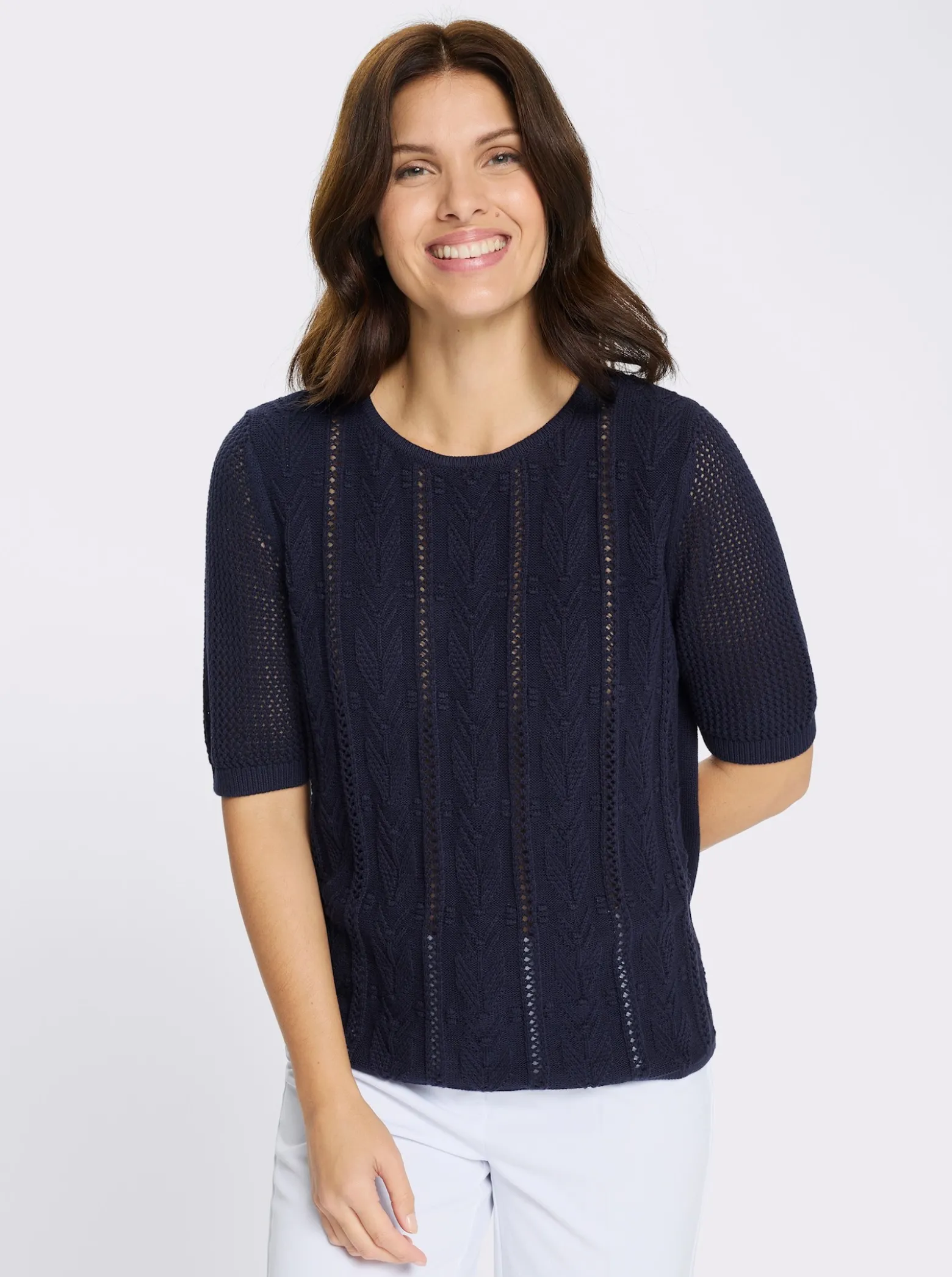 Ajourpullover aus reiner Baumwolle