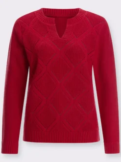 Ajourpullover im Rauten-Muster
