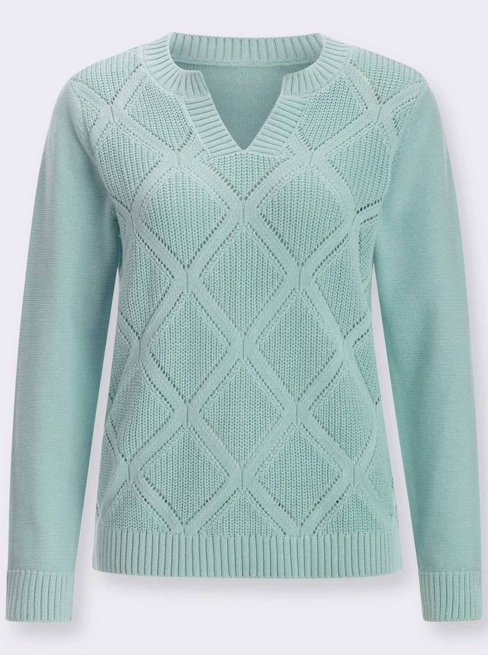 Ajourpullover im Rauten-Muster