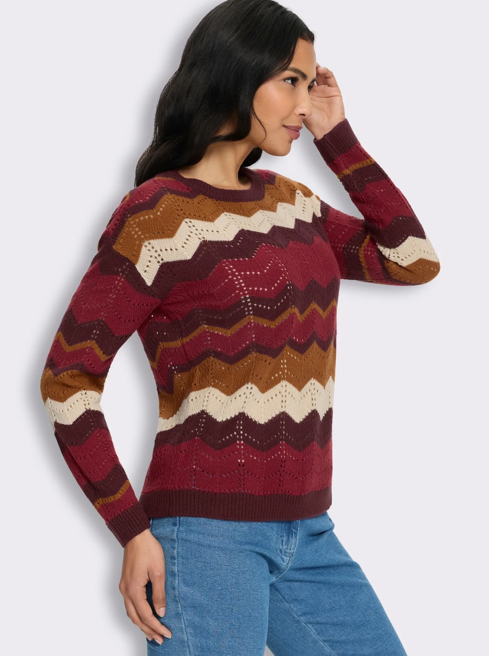 Ajourpullover im Zickzack-Muster