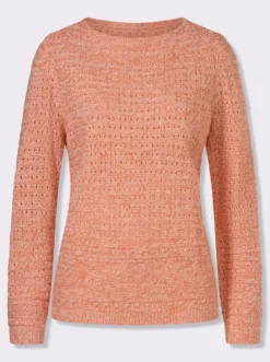 Ajourpullover in Melange-Optik