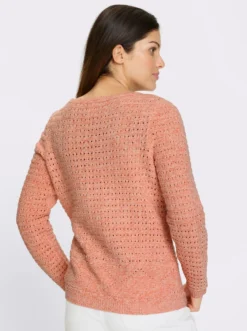 Ajourpullover in Melange-Optik