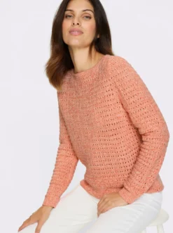 Ajourpullover in Melange-Optik