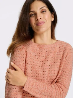 Ajourpullover in Melange-Optik