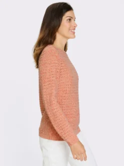 Ajourpullover in Melange-Optik