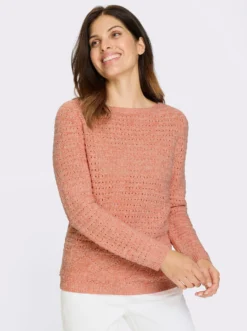 Ajourpullover in Melange-Optik