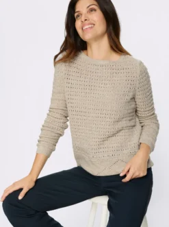 Ajourpullover in Melange-Optik