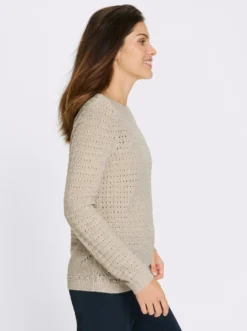 Ajourpullover in Melange-Optik