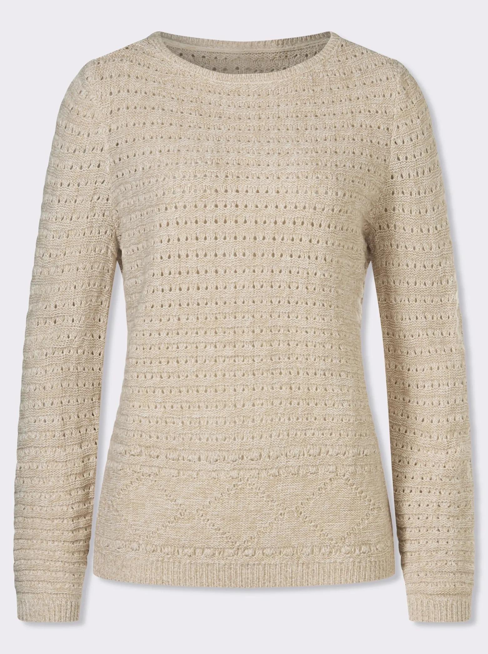 Ajourpullover in Melange-Optik