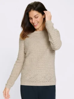 Ajourpullover in Melange-Optik