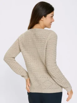 Ajourpullover in Melange-Optik
