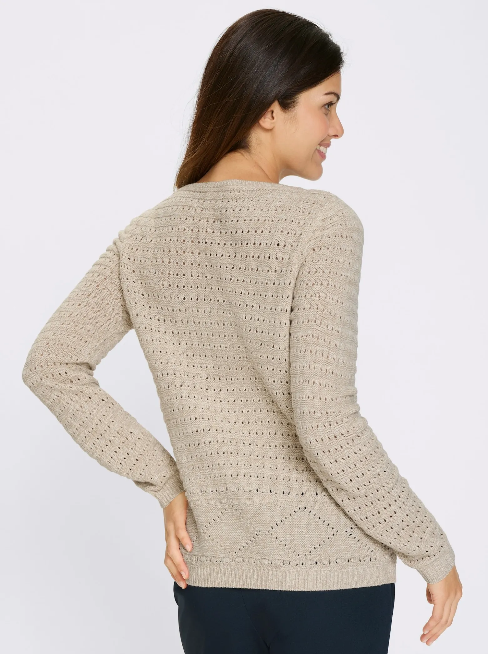 Ajourpullover in Melange-Optik