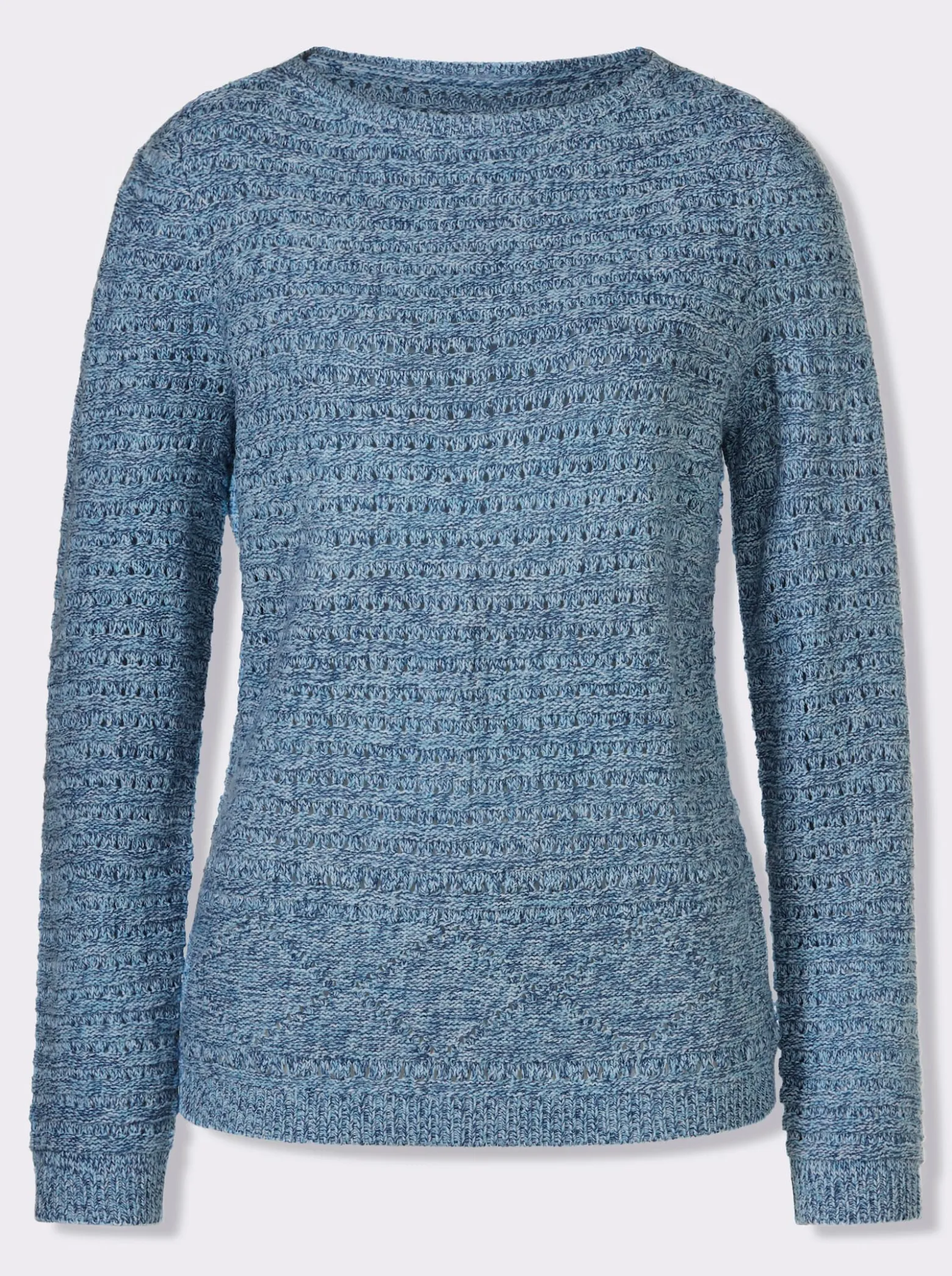 Ajourpullover in Melange-Optik