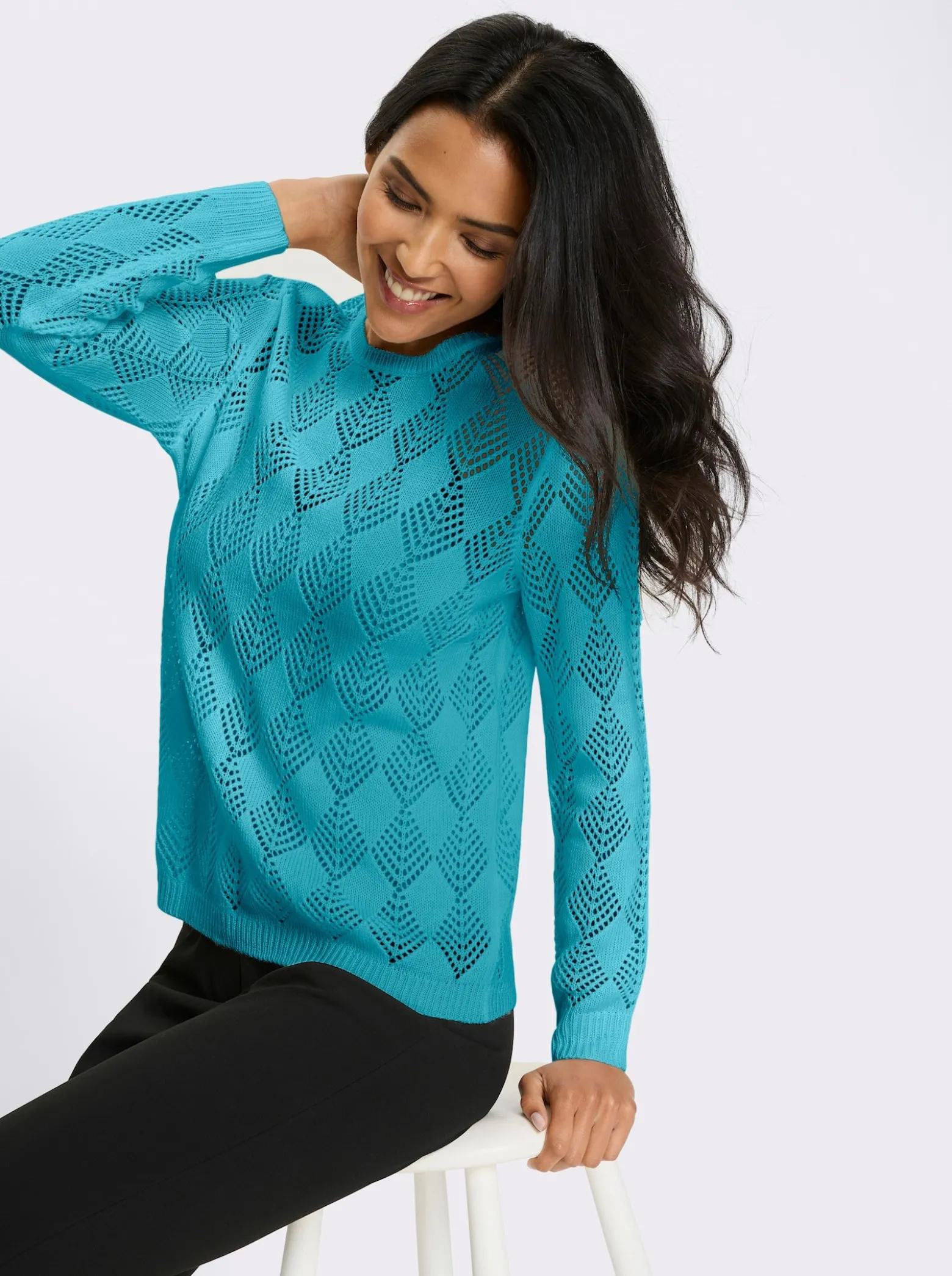 Ajourpullover in Rauten-Optik