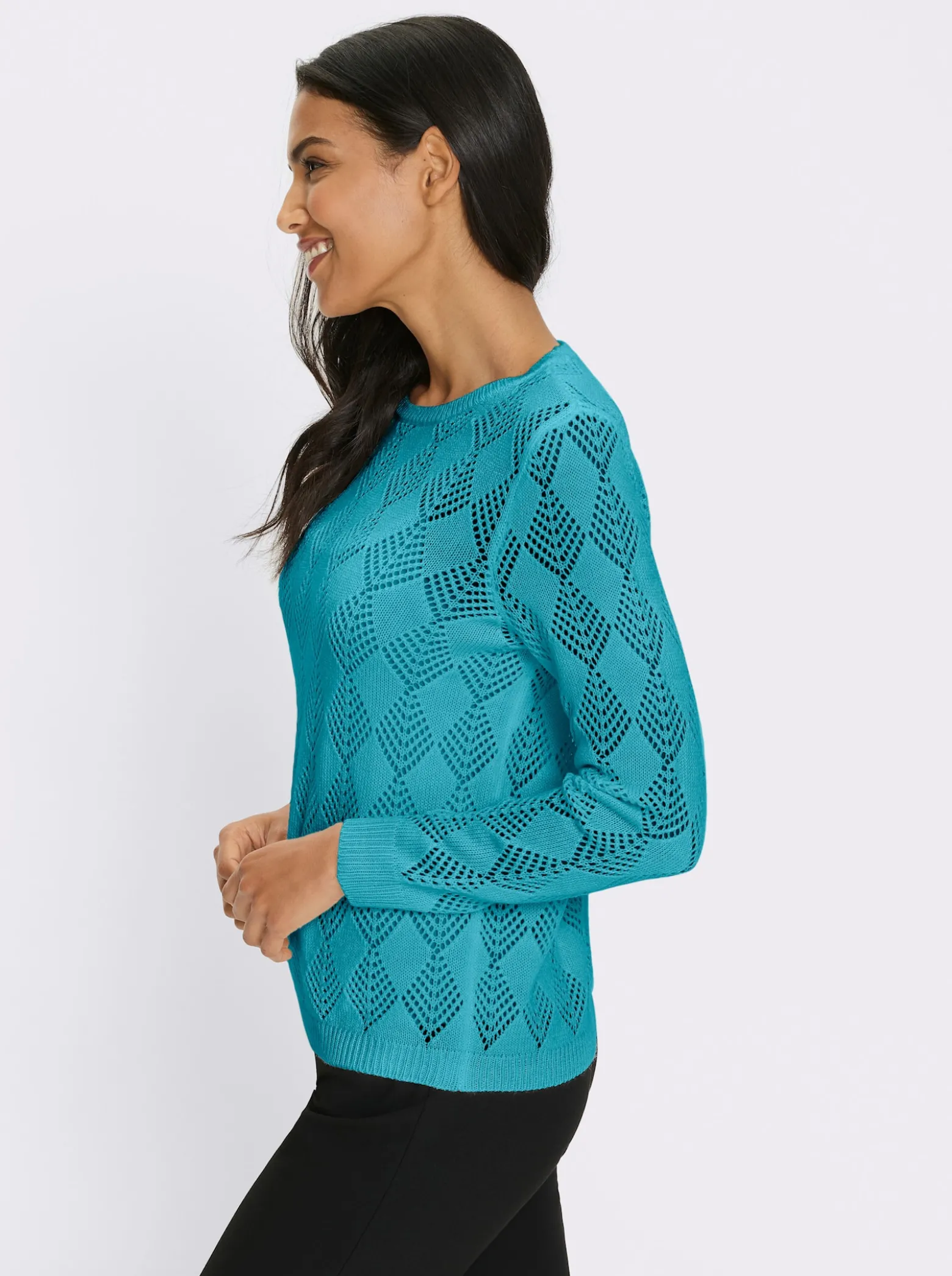 Ajourpullover in Rauten-Optik