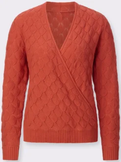Ajourpullover in Wickel-Optik
