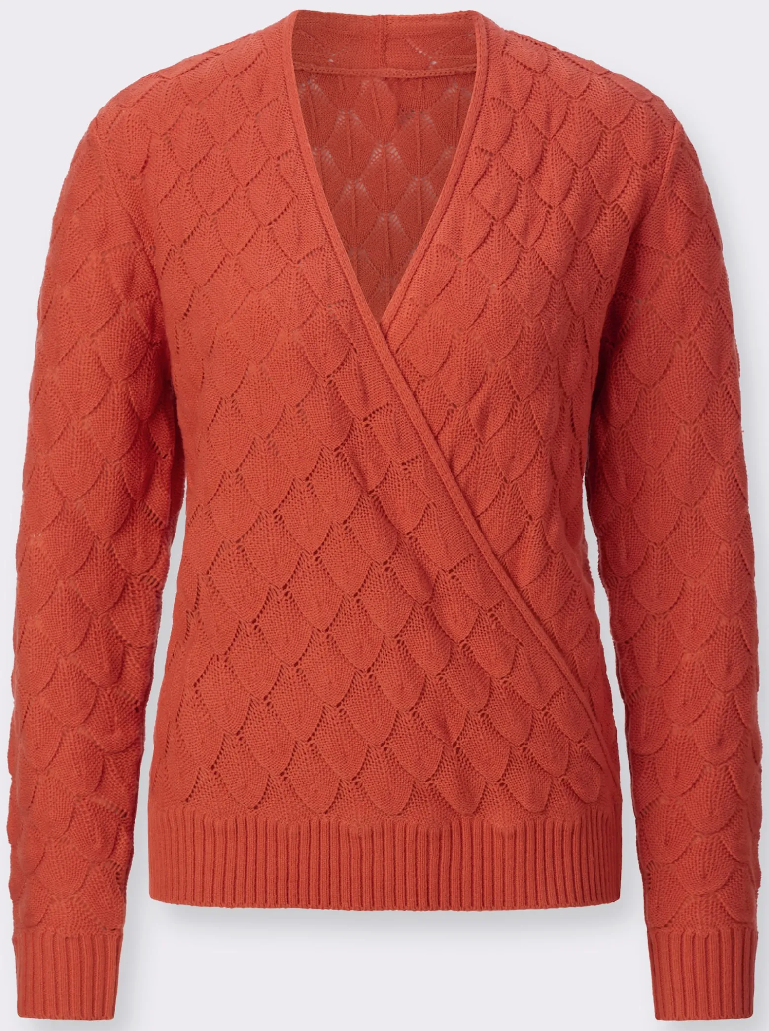 Ajourpullover in Wickel-Optik
