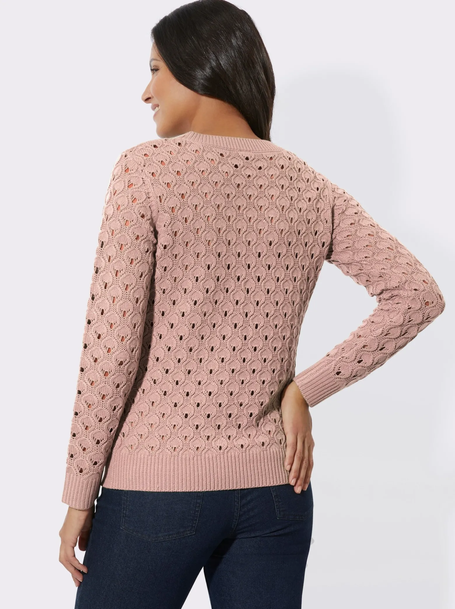 Ajourpullover mit Allover-Strickmuster