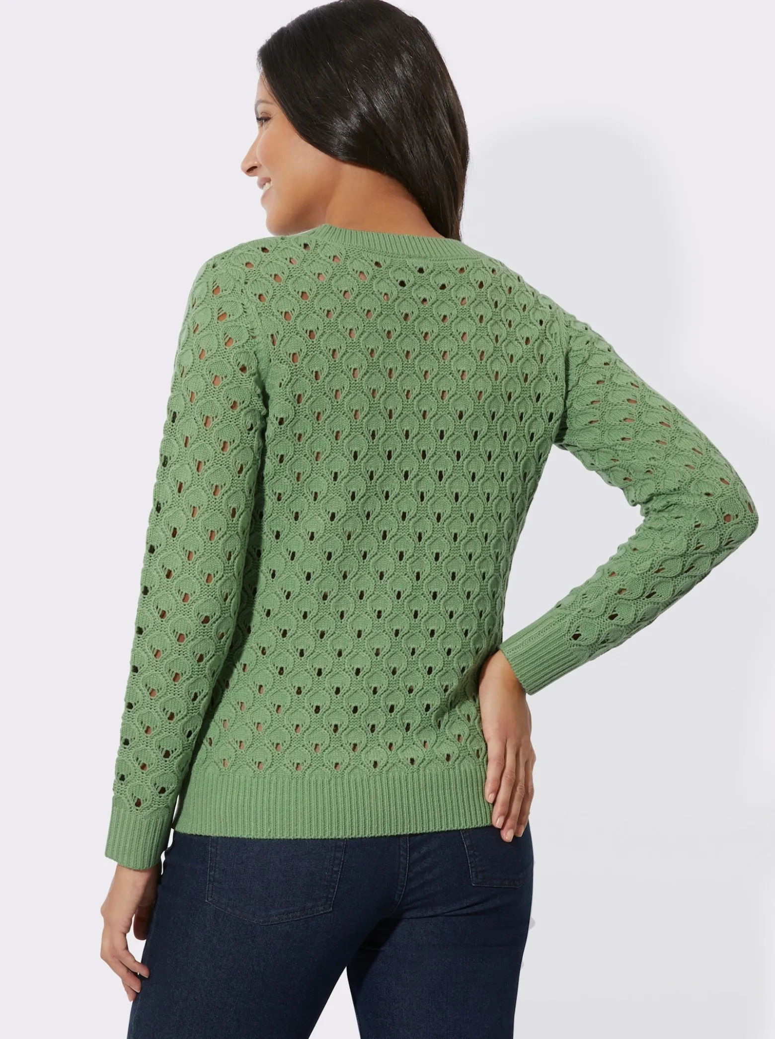 Ajourpullover mit Allover-Strickmuster