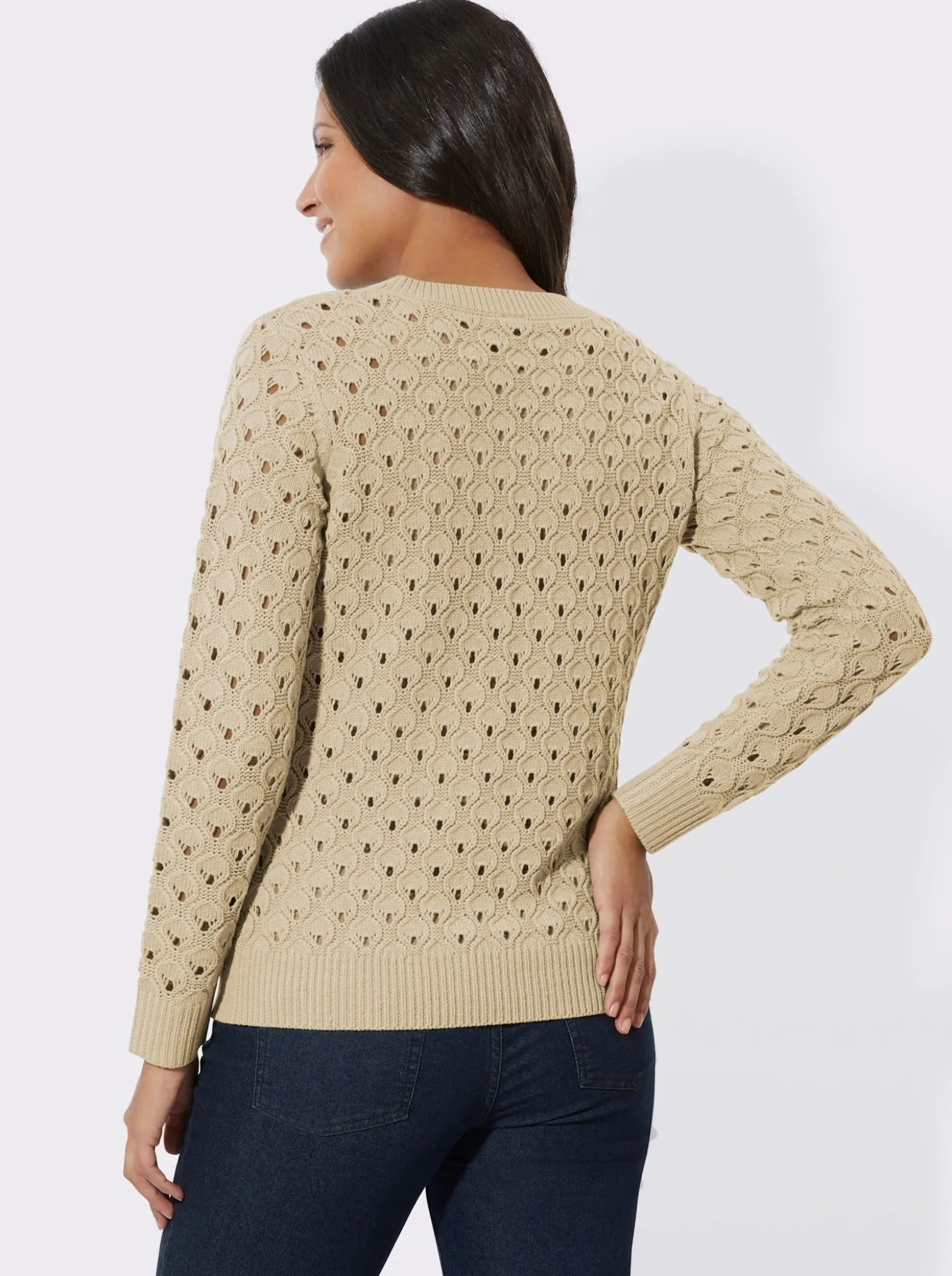 Ajourpullover mit Allover-Strickmuster