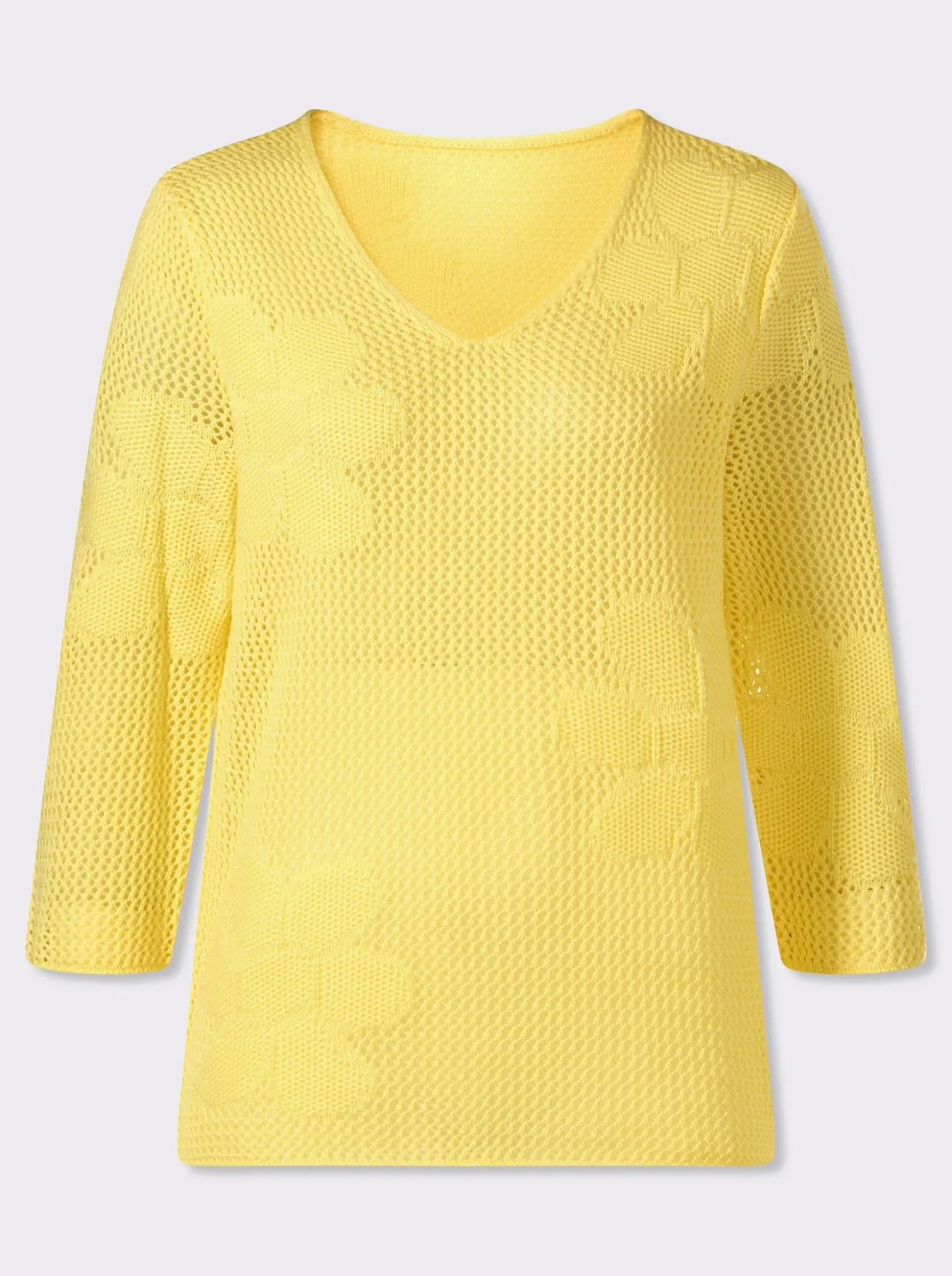 Ajourpullover mit eingestrickten Blüten