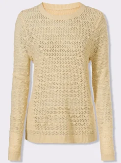 Ajourpullover mit eingestrickten Punkten