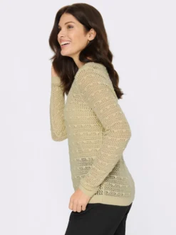 Ajourpullover mit eingestrickten Punkten