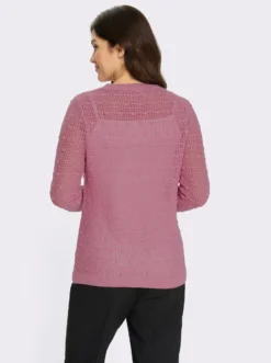 Ajourpullover mit eingestrickten Punkten