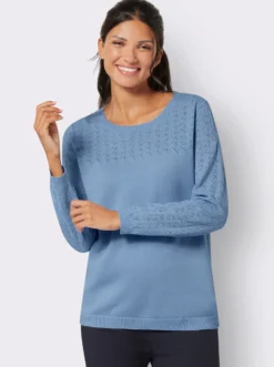 Ajourpullover mit gerippten Abschlüssen