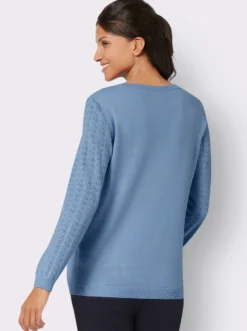 Ajourpullover mit gerippten Abschlüssen