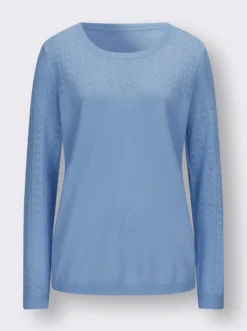 Ajourpullover mit gerippten Abschlüssen