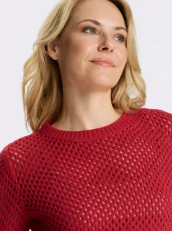 Ajourpullover mit gerippten Bündchen