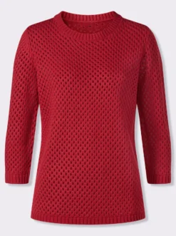 Ajourpullover mit gerippten Bündchen
