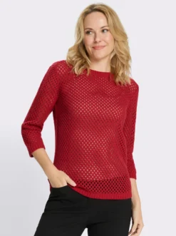 Ajourpullover mit gerippten Bündchen