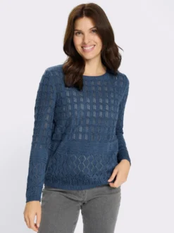 Ajourpullover mit gerippten Bündchen