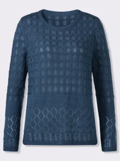 Ajourpullover mit gerippten Bündchen