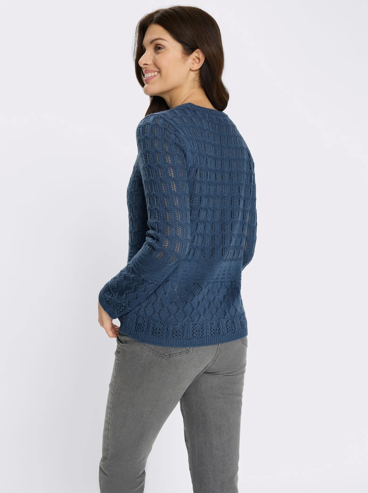 Ajourpullover mit gerippten Bündchen