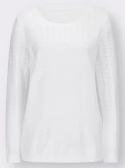 Ajourpullover mit gerippten Abschlüssen