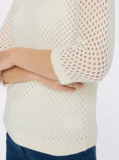Ajourpullover mit gerippten Bündchen