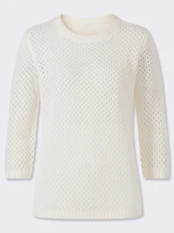 Ajourpullover mit gerippten Bündchen