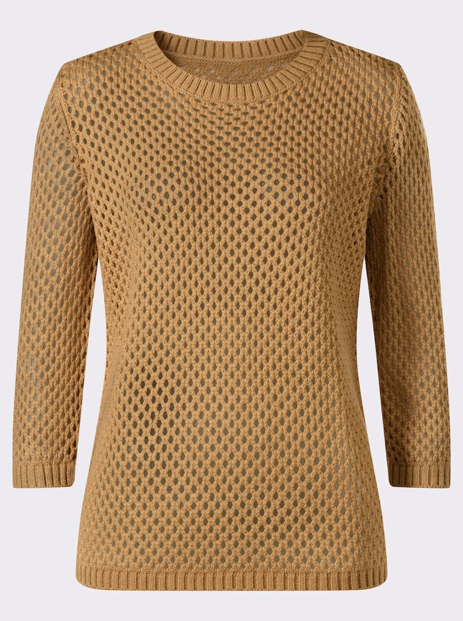 Ajourpullover mit gerippten Bündchen