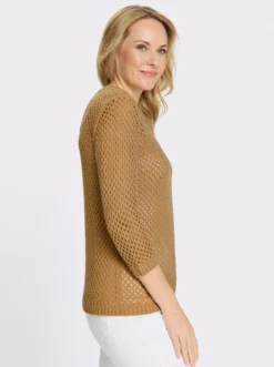 Ajourpullover mit gerippten Bündchen
