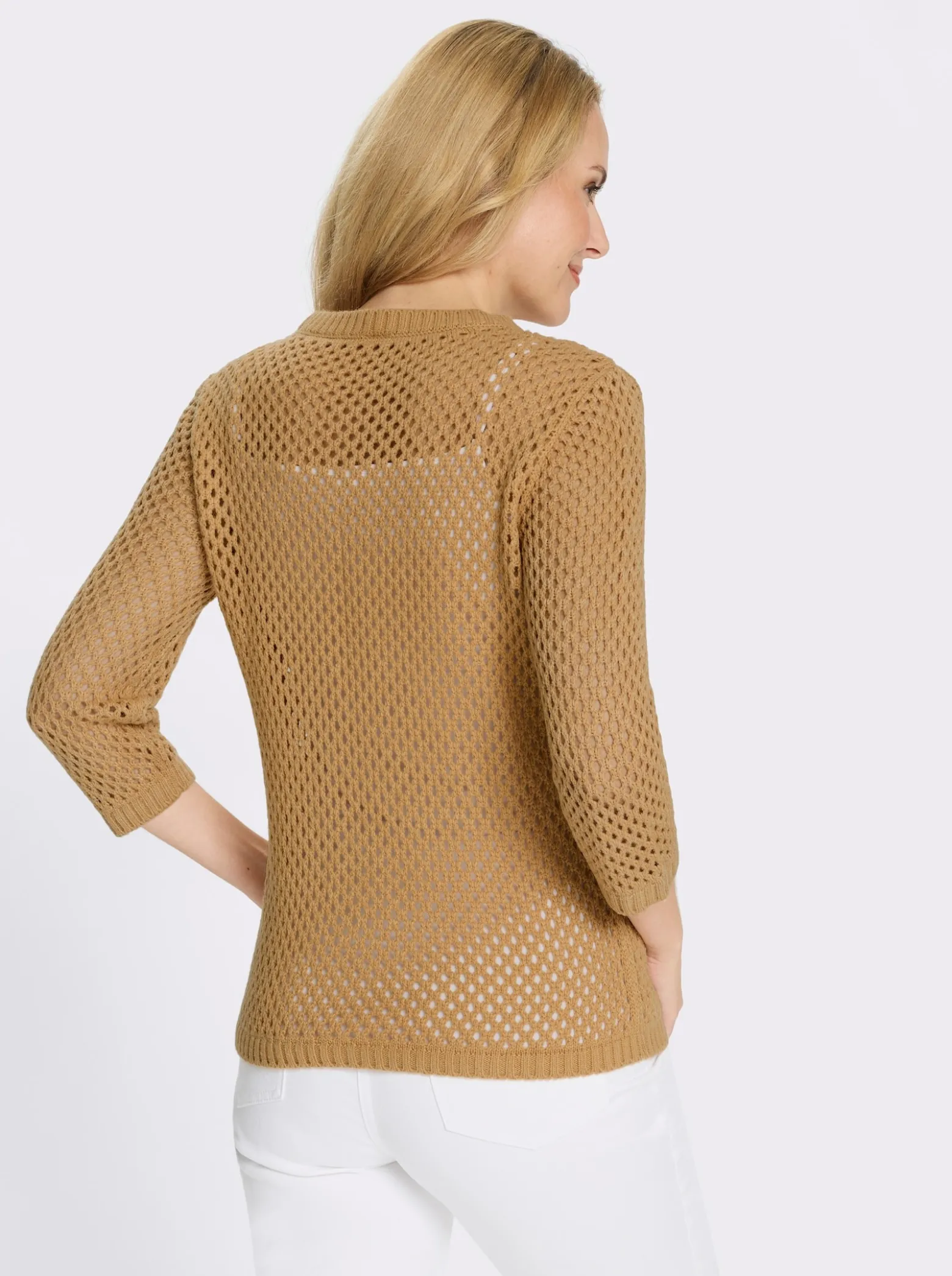 Ajourpullover mit gerippten Bündchen