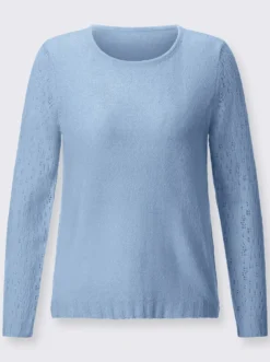 Ajourpullover mit gerippten Abschlüssen