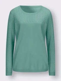 Ajourpullover mit gerippten Abschlüssen